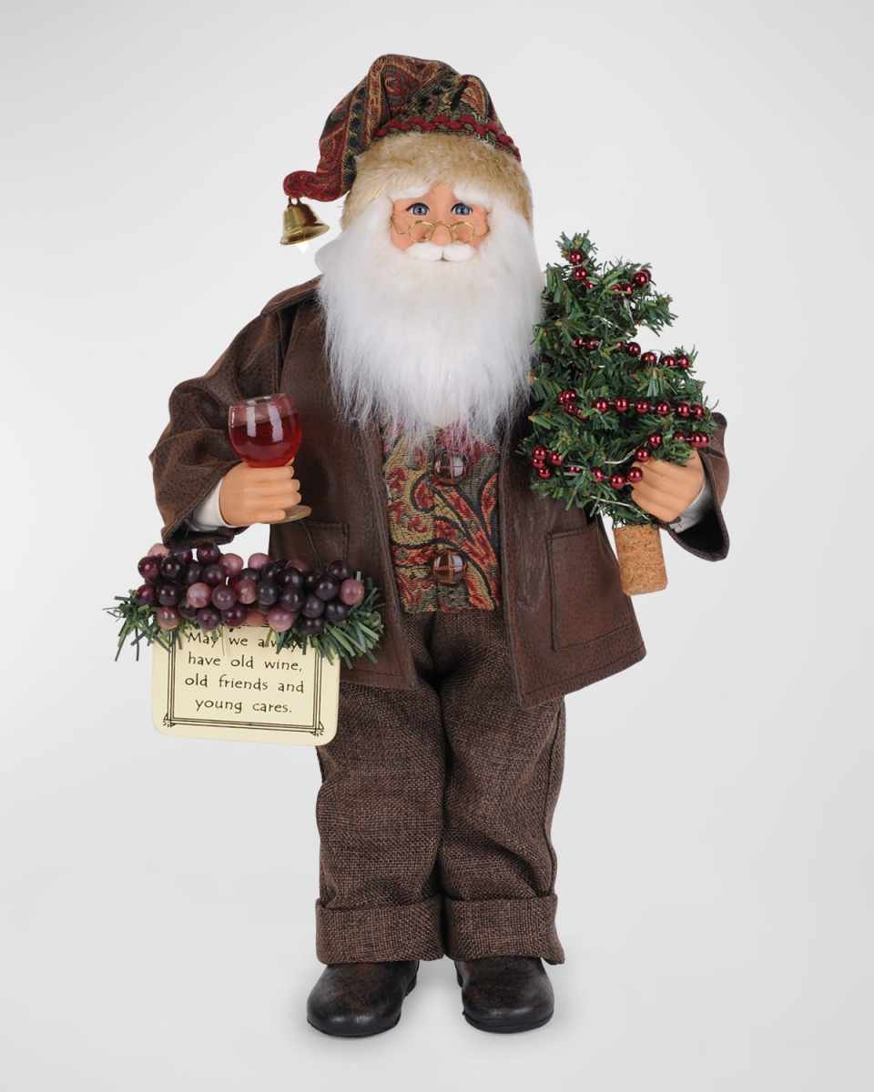 Lighted Wine Sommelier Santa Figure